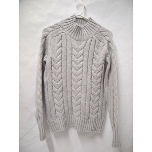 Ann Taylor Womens Turtleneck Cable Knit Sweater XS Grey Thick Knit Wool 2022
